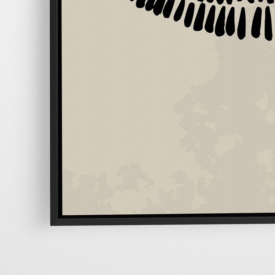 Obraz w ramie 50x70 - Kontury Ewolucji Materii - boho plakat, czarne kropki kreski - rama czarna