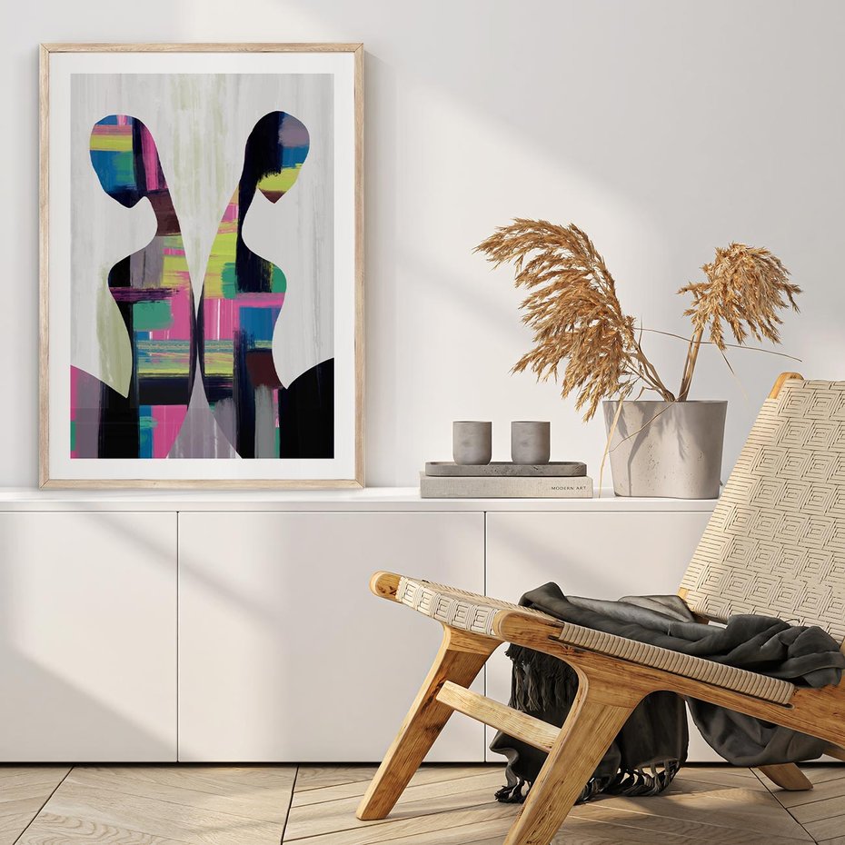 Plakat w ramie 30x40 - Nowa Era - abstrakcyjny plakat, nowoczesna sztuka - rama drewno