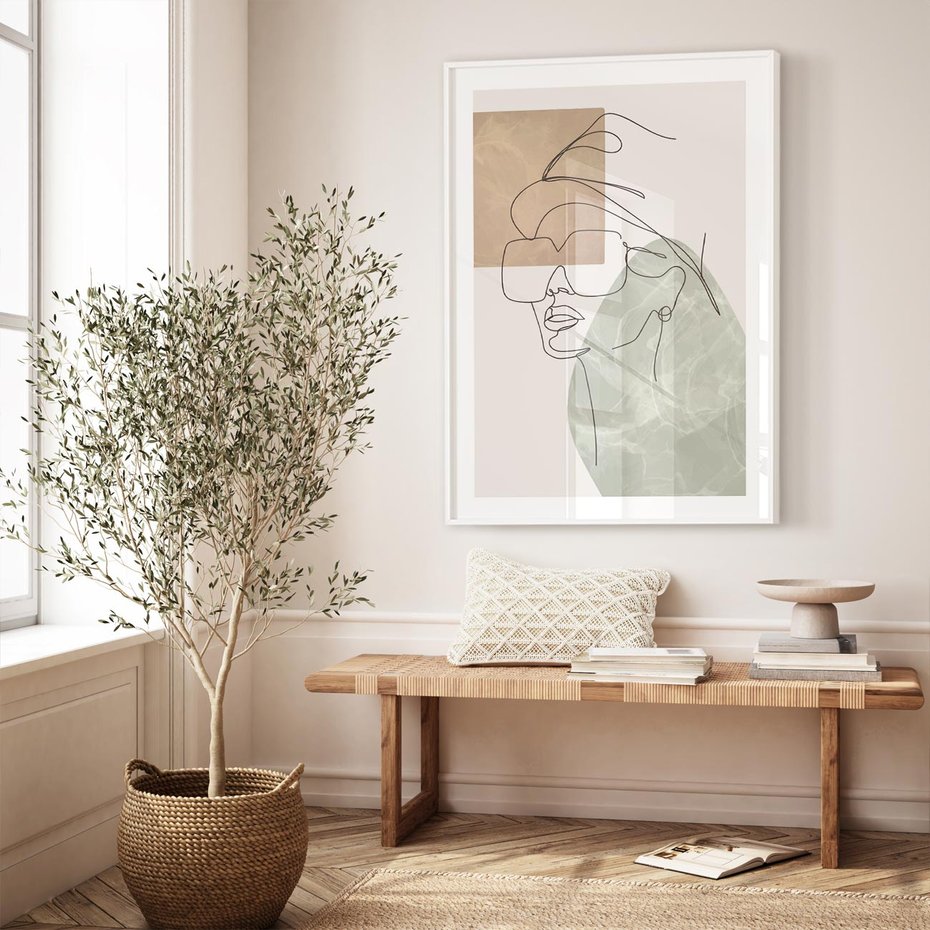 Plakat w ramie 30x40 - Geometria i Szkic - nowoczesny obraz, grafika - rama biała