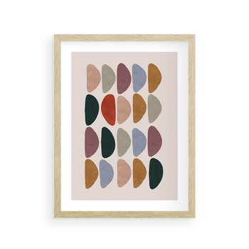 Plakat w ramie 50x70 - Granice Boho - abstrakcyjny obraz, geometryczna kompozycja - rama drewno