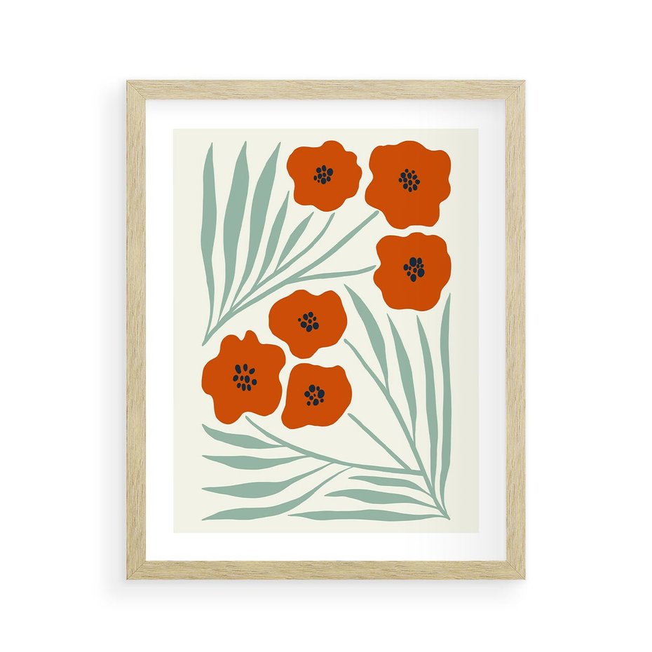 Plakat w ramie 40x50 - Makowe Odkrycie - czerwone kwiaty, maki - rama drewno