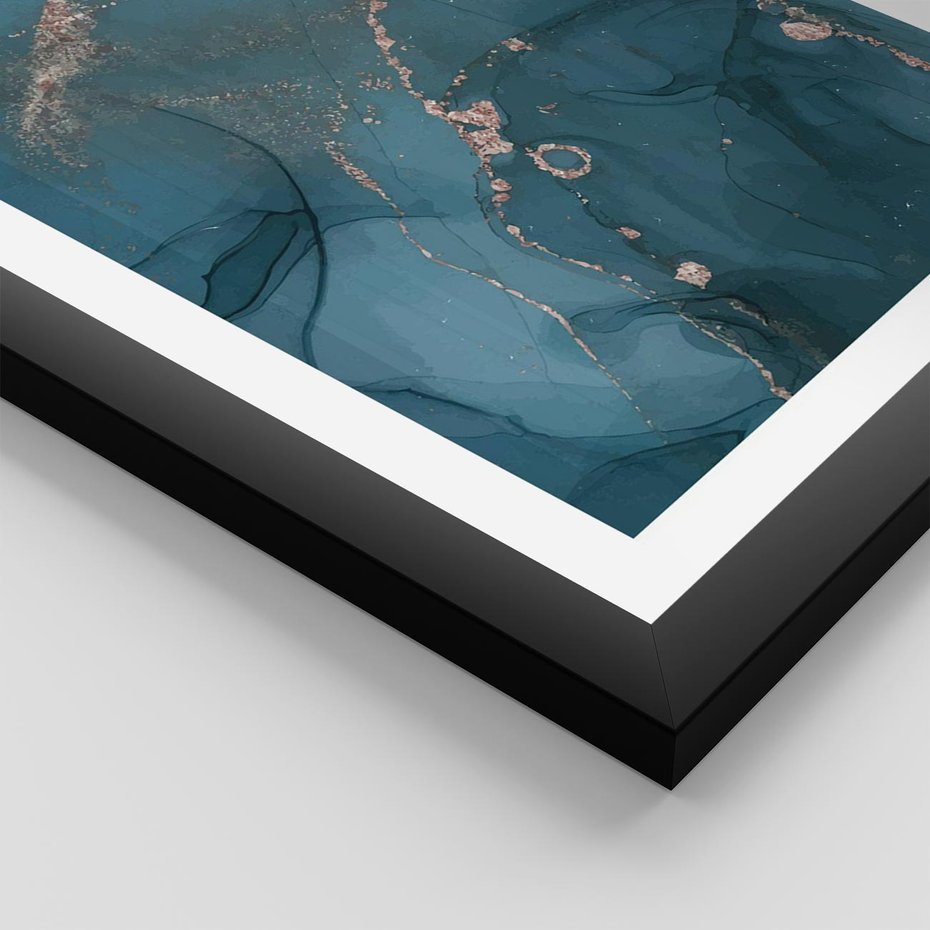Plakat w ramie 30x40 - Marmurowa Elegancja: Kolory Oceanu - marmur, kolory oceanu - rama czarna