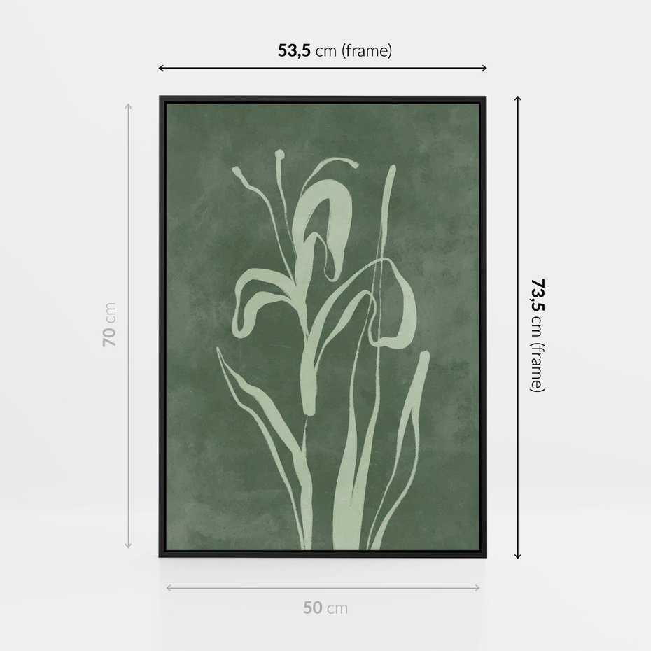 Obraz w ramie 50x70 - Zielony Oddech - zielona abstrakcja, zgaszona zieleń - rama czarna