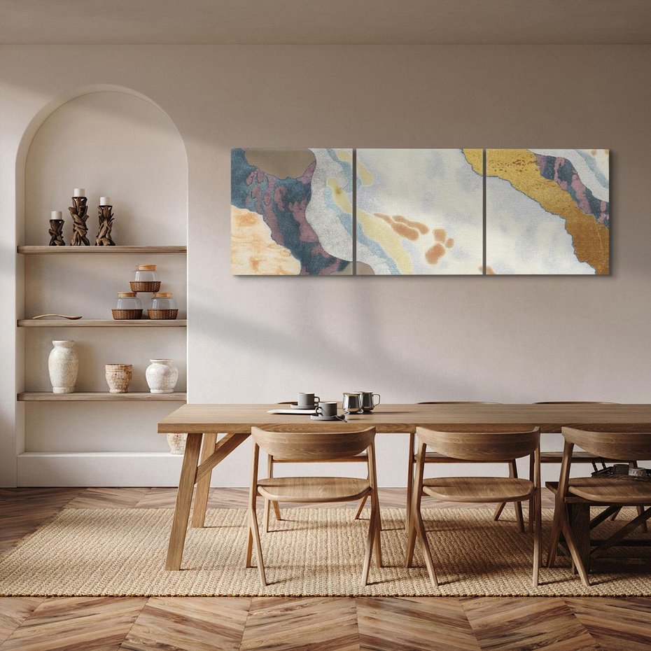 Obraz na płótnie 120x40 - Melancholijne oddechy pędzla - abstrakcyjne formy, zgaszone kolory