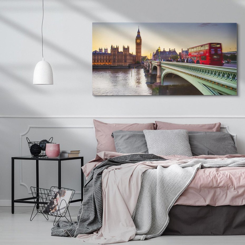 Obraz na płótnie 100x50 - London Calling: Autobus i Big Ben - Londyn, autobus