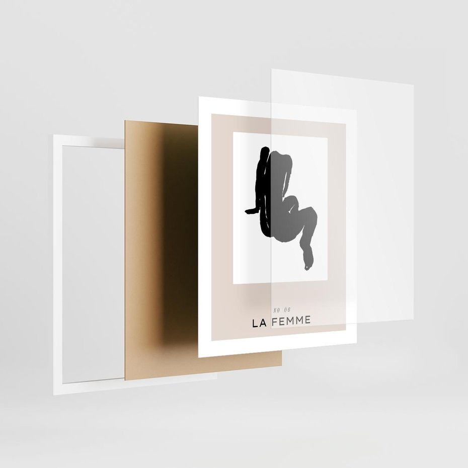 Plakat w ramie 40x50 - Boho Harmonia Stylu - abstrakcyjna sztuka, akt - rama biała