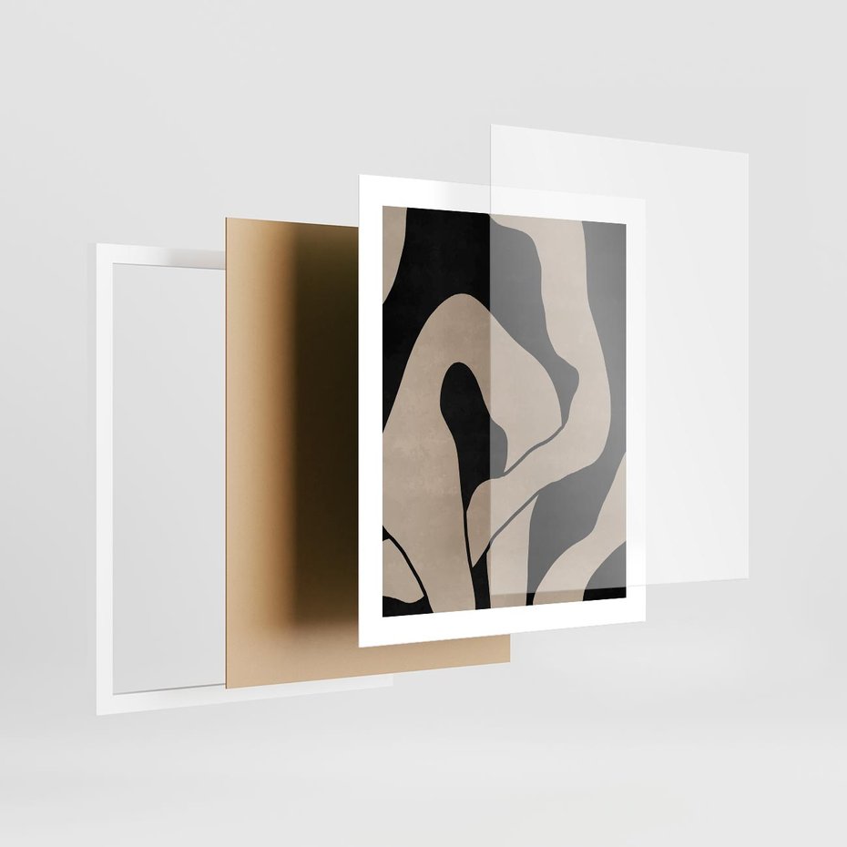 Plakat w ramie 40x50 - Nocne Pochłonięcia - abstrakcyjne linie, mroczny plakat - rama biała