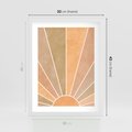 Plakat w ramie 30x40 - Grafika Boho w Odcieniach Pomarańczu - boho słońce, grafika - rama biała