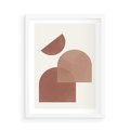 Plakat w ramie 50x70 - Harmonijne Widoki - abstrakcyjne geometryczne kształty, odcienie brązu i beżu - rama biała