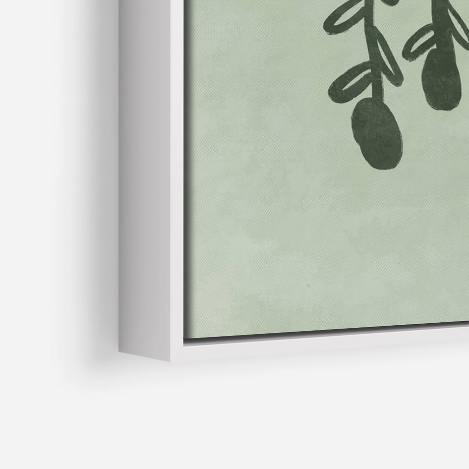 Obraz w ramie 50x70 - Zieleń Inspirującego Spokoju - plakat z abstrakcyjną zieloną lampą, skandynawski design - rama biała