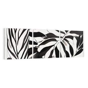 Obraz na płótnie 90x30 - Czarne Liście - akwarelowy obraz, czarno biały