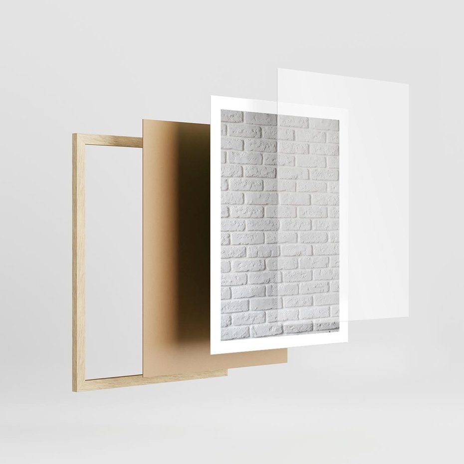 Plakat w ramie 50x70 - Wymiarowa Struktura - ściana, cegła - rama drewno