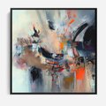 Obraz w ramie 50x50 - Kontrapunkty zatajonych uczuć - dynamiczna abstrakcja, bałagan na płótnie - rama czarna