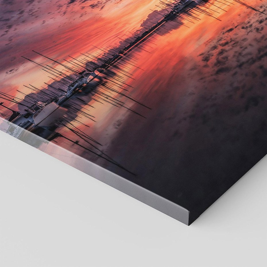 Obraz na płótnie 60x60 - Morze, fale i skały - zachód słońca,