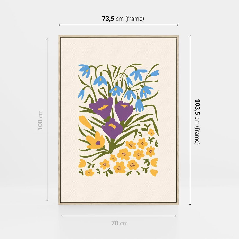 Obraz w ramie 70x100 - Kwiatowe Przenikanie - kwiaty, sztuka nowoczesna - rama drewno