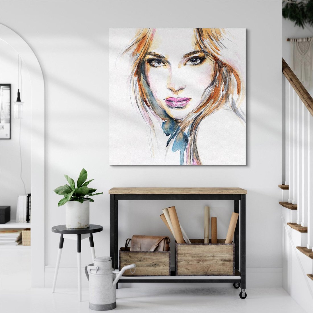 Obraz na płótnie 50x50 - Abstrakcyjny portret kobiecy - grafika, kobieta