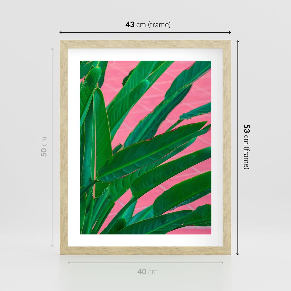 Plakat w ramie 40x50 - Odezwij się do przeszłości - liście, retro - rama drewno