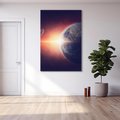 Obraz na płótnie 50x70 - Kosmiczne spotkanie: ziemia i słońce - kosmos, ziemia