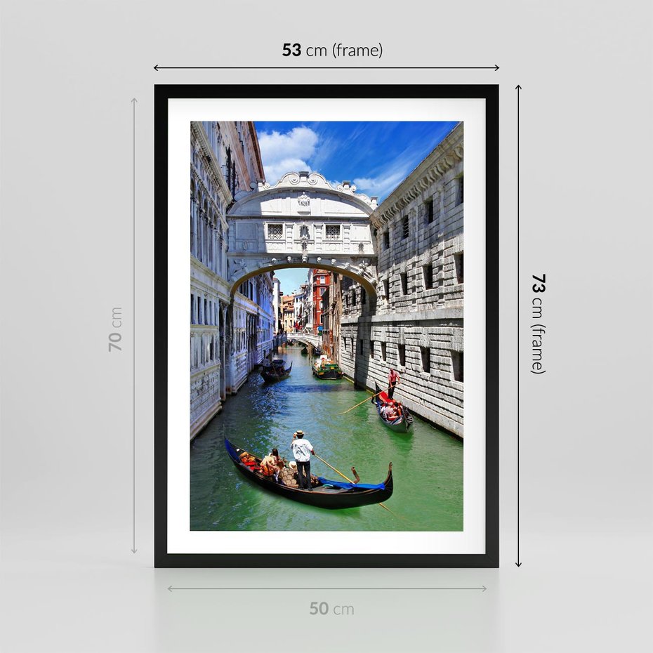 Plakat w ramie 50x70 - Romantyczna gondola w Wenecji - Wenecja, gondola - rama czarna