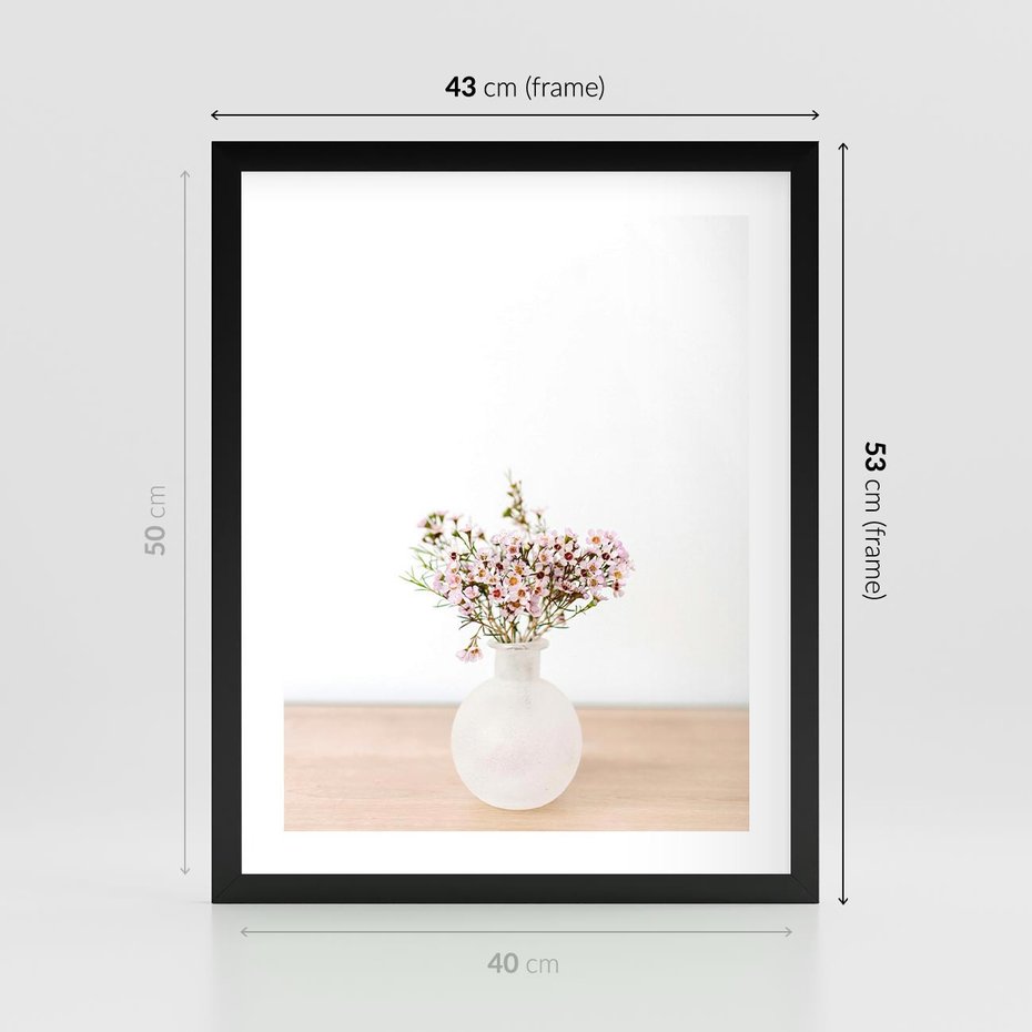 Plakat w ramie 40x50 - Kwiaty w Minimalistycznym Wazonie - kwiaty, wazon - rama czarna