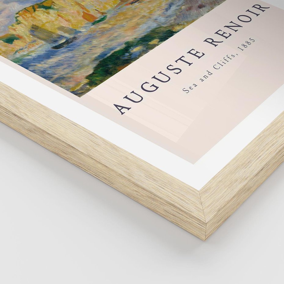 Plakat w ramie 40x50 - Plakat z Reprodukcją A. Renoira - Auguste Renoir, Morze i klify - rama drewno