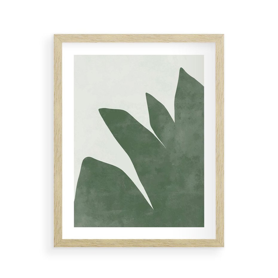 Plakat w ramie 40x50 - Oaza Harmonii - abstrakcyjny kształt, zielony plakat - rama drewno