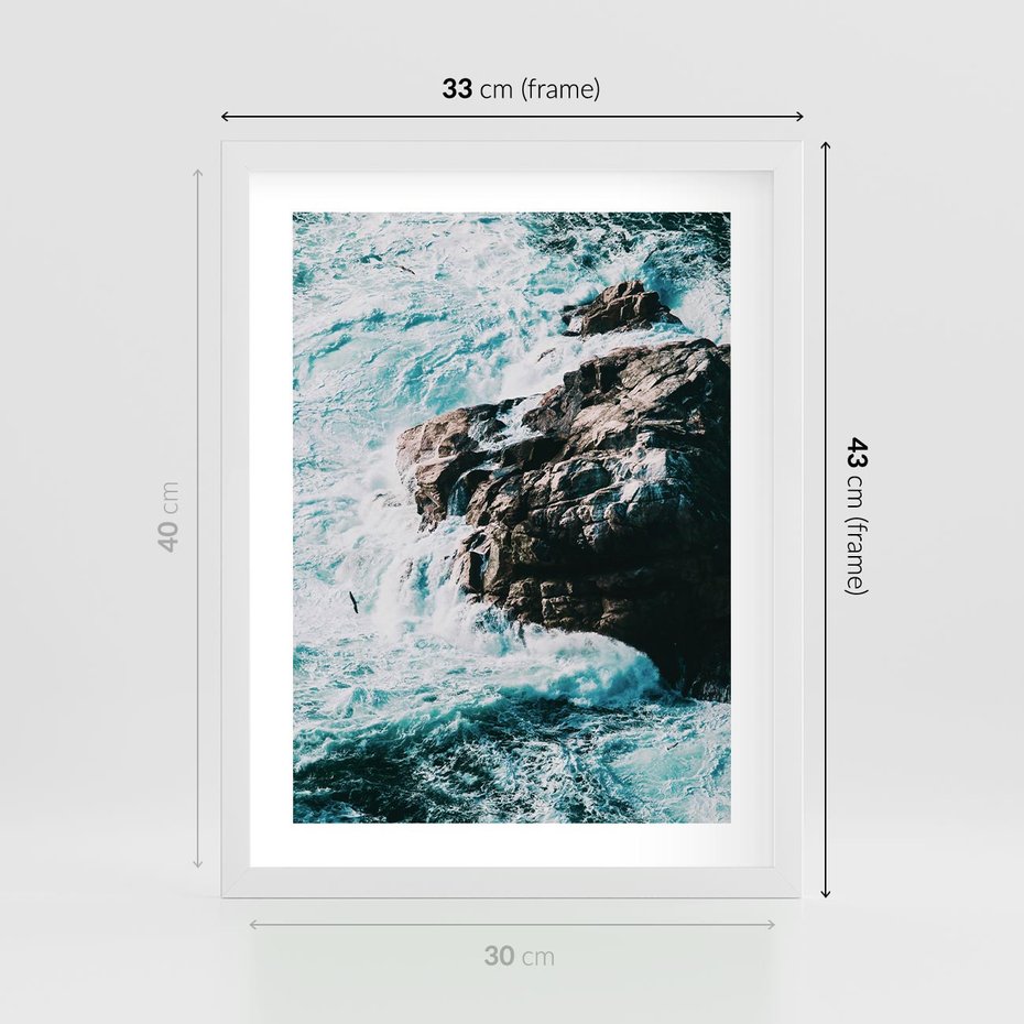 Plakat w ramie 30x40 - Siła Natury - morze, skały - rama biała