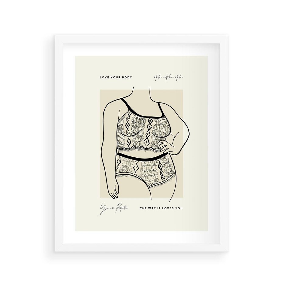 Plakat w ramie 40x50 - Spojrzenia Wewnętrznych Widoków - nowoczesna sztuka kobieca, plakat - rama biała