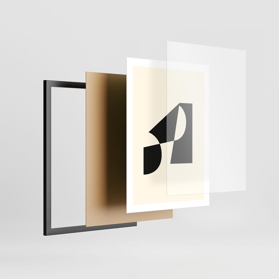 Plakat w ramie 50x70 - Rozświetlony Cień - abstrakcyjna sztuka, geometria - rama czarna