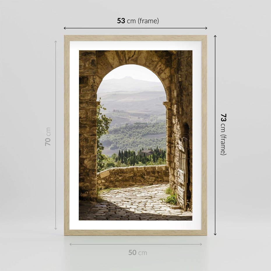 Plakat w ramie 50x70 - Słoneczne Piękno Włoch i Prowansji - Włochy, Prowansja - rama drewno