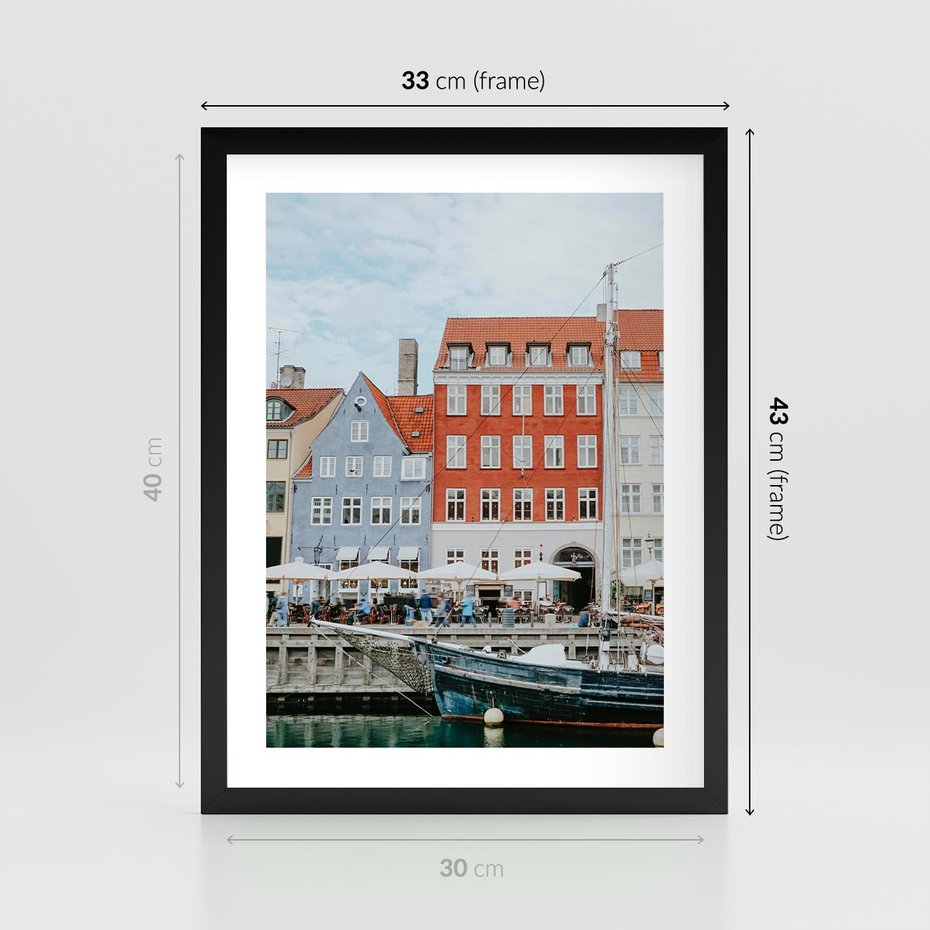 Plakat w ramie 30x40 - Miejska Dynamika - Dania, Kopehaga - rama czarna