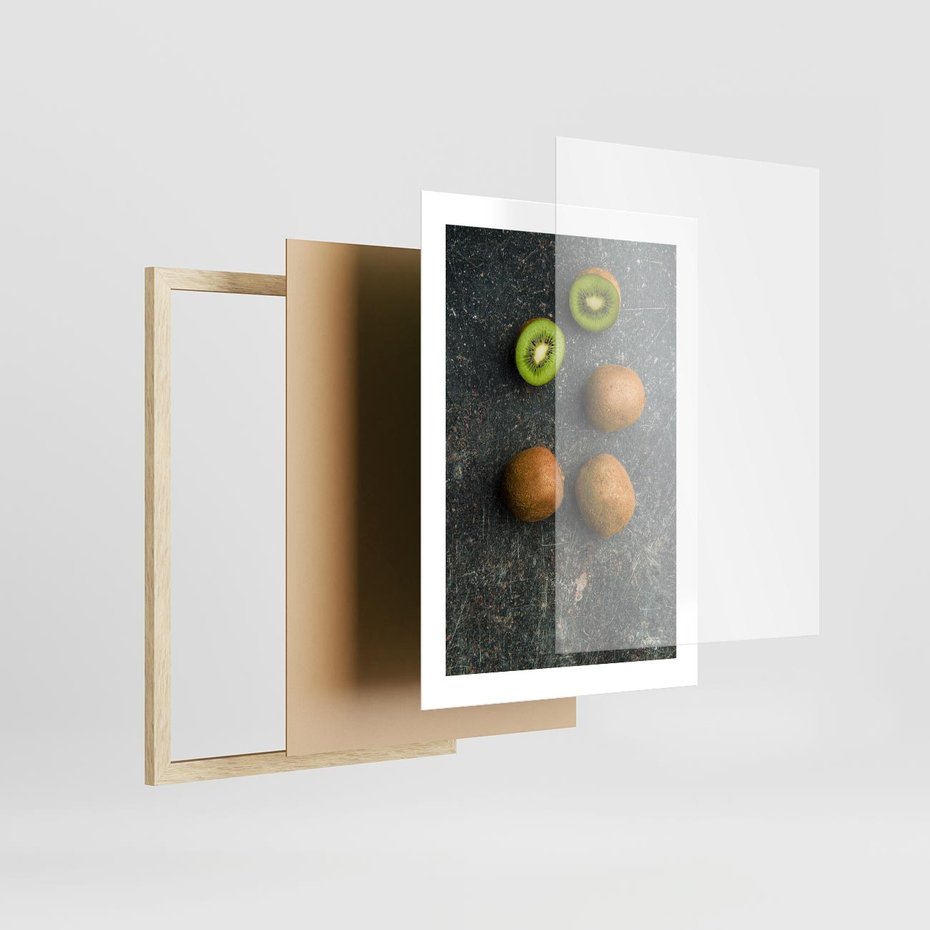 Plakat w ramie 30x40 - : Zdrowe kąski - kiwi, owoce - rama drewno