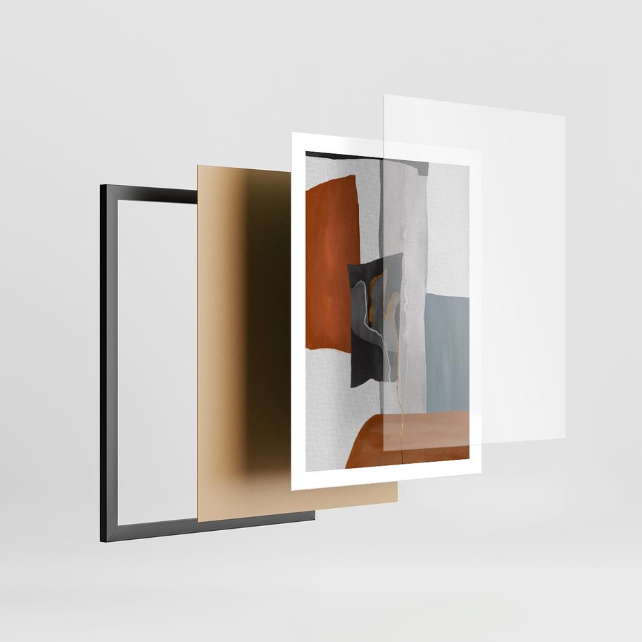 Plakat w ramie 50x70 - Nowoczesna geometria - nowoczesny, geometryczny - rama czarna