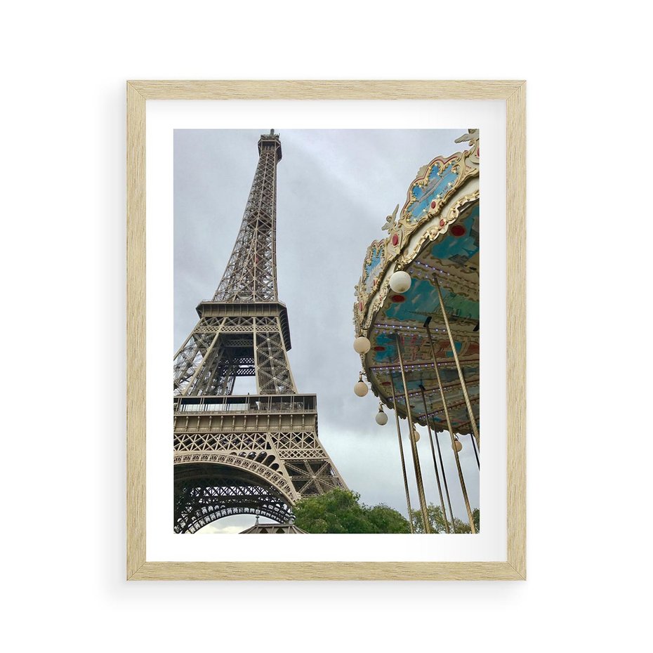 Plakat w ramie 40x50 - Delikatność kolorów - wieża, Eiffla - rama drewno