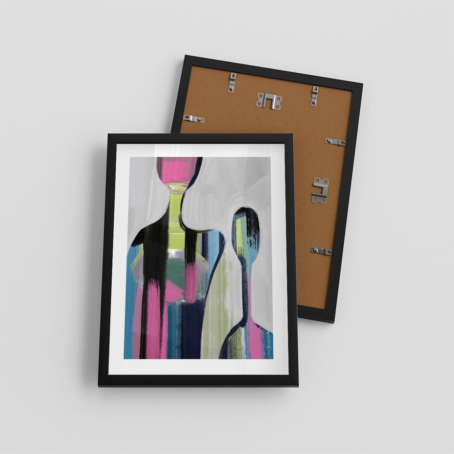 Plakat w ramie 30x40 - Wnętrza Kształtów - abstrakcyjna sztuka, nowoczesny obraz - rama czarna