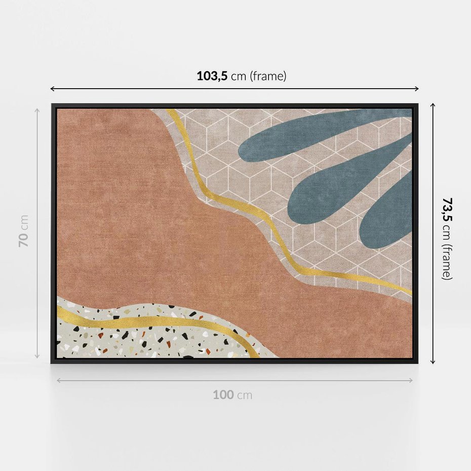 Obraz w ramie 100x70 - Tańczący w deszczu pigmentów - abstrakcyjne formy, rozlane farby - rama czarna