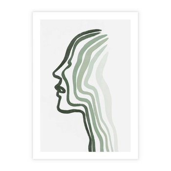 Plakat bez ramy 40x50 - Zielony Profil - abstrakcja, zielony portret z profilu