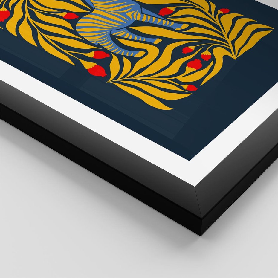 Plakat w ramie 50x70 - Wibracje Wyobraźni - zebra, granatowe tłó - rama czarna