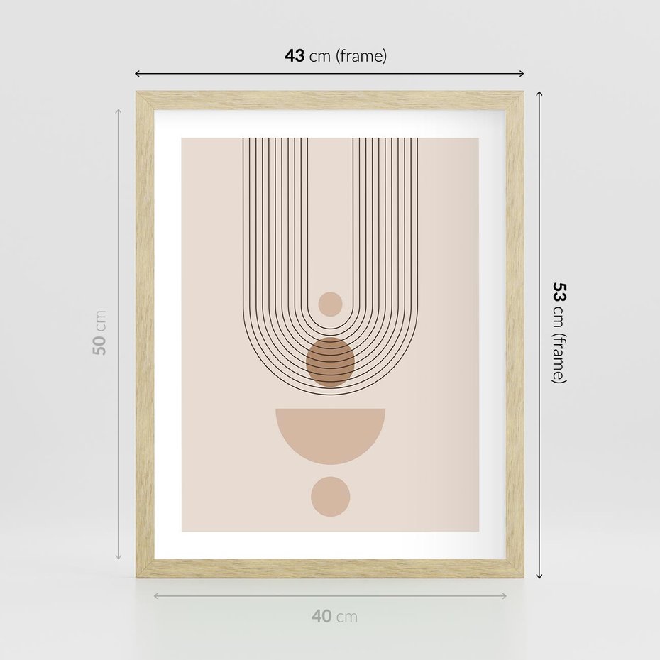 Plakat w ramie 40x50 - Strukturalne Kształty Postępu - boho plakat, minimalizm - rama drewno