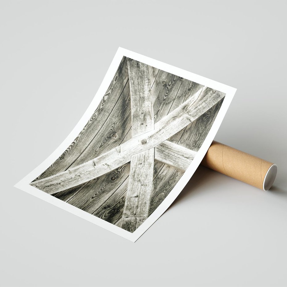 Plakat bez ramy 50x70 - Drewniane Drzwi do Stodoły - stare drzwi do stodoły, drewniane