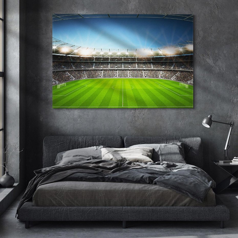 Obraz na płótnie 70x50 - Magia Piłkarskiego Stadionu: Sport i Emocje - stadion, piłka
