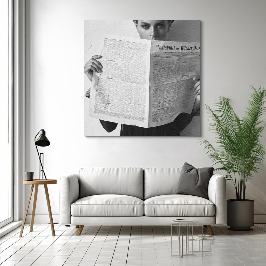 Obraz na płótnie 50x50 - Nowe Wiadomości - retro zdjęcie, czarno białe