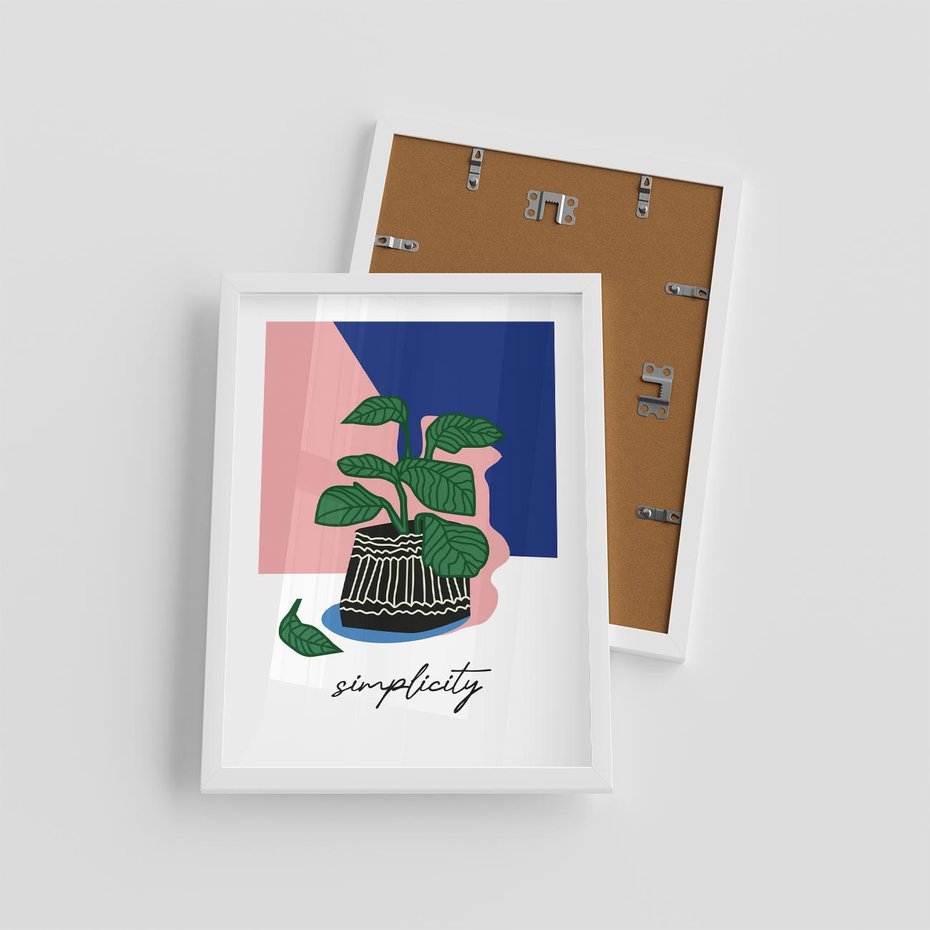 Plakat w ramie 30x40 - Tajemnicze Wibracje - tygrys, kwiaty - rama biała