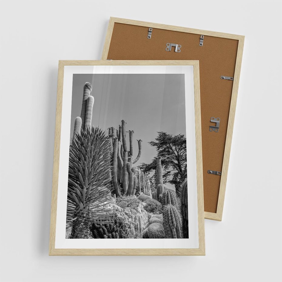 Plakat w ramie 50x70 - Pustynny Klimat - czarno białe zdjecie, pustynia - rama drewno