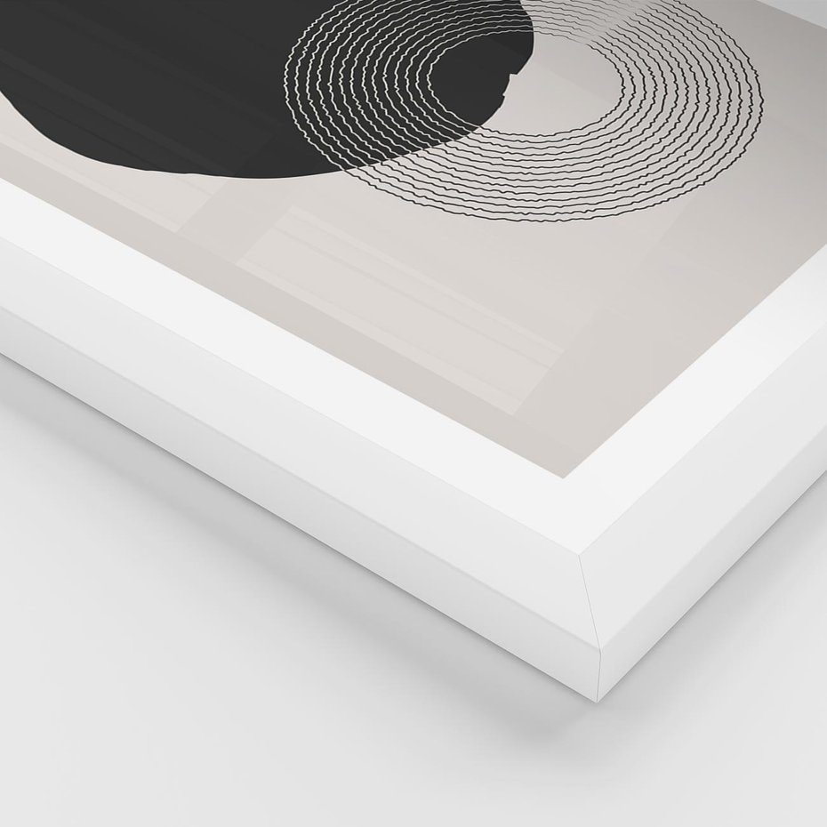 Plakat w ramie 50x70 - Migotliwa Opowieść - abstrakcyjna kompozycja, okręgi - rama biała