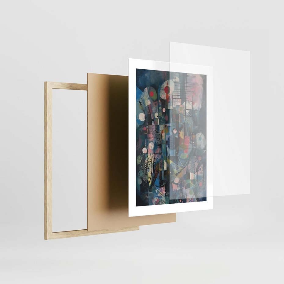 Plakat w ramie 30x40 - Rozbijając Granice Kreatywności - abstrakcyjny obraz, sztuka abstrakcji - rama drewno
