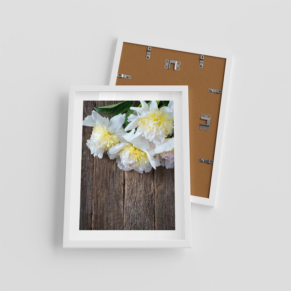 Plakat w ramie 30x40 - Relaksująca Harmonia - kwiaty, spa - rama biała