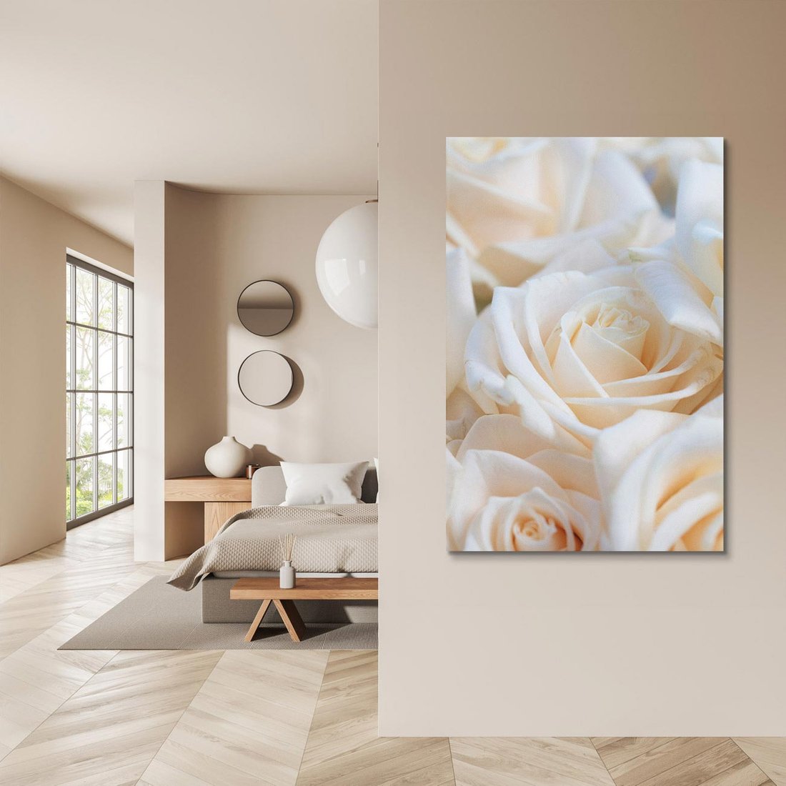 Obraz na płótnie 50x70 - Białe róże piękności - białe, róże