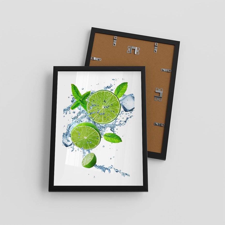 Plakat w ramie 30x40 - Świeżość i Witalność - limonka, owoce - rama czarna