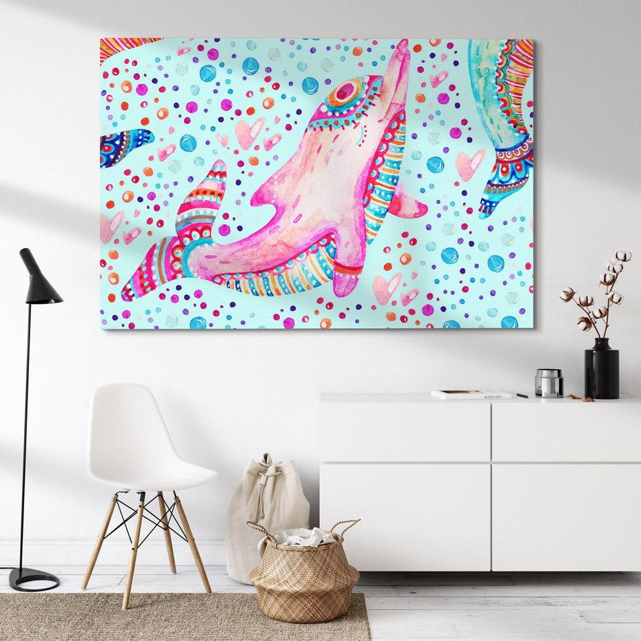 Obraz na płótnie 70x50 - Lekkość W Ruchu - delfin, akwarela